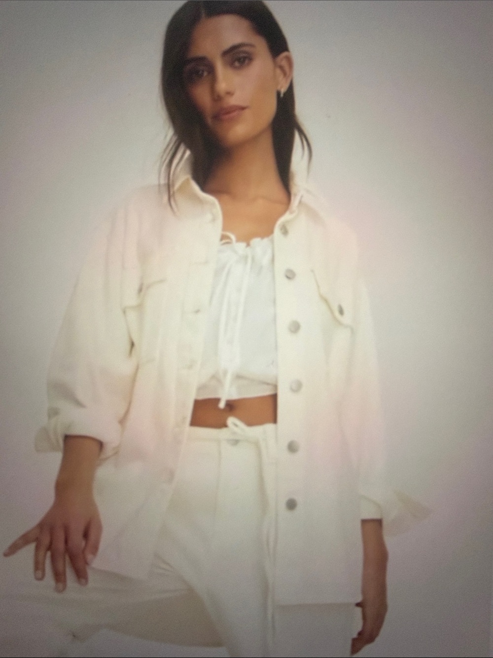 NWOT Parke x Target cream denim jacket/shacket